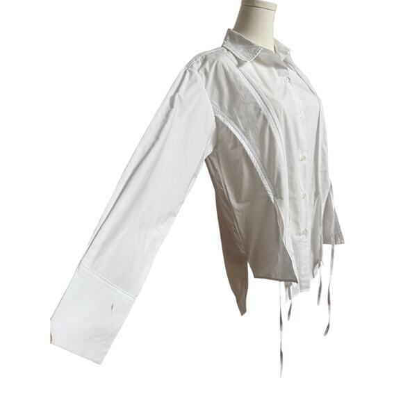 Vita Grace NEW Hana Tie Detail Cotton Shirt in White Size Small Long Sleeves - Picture 9 of 16